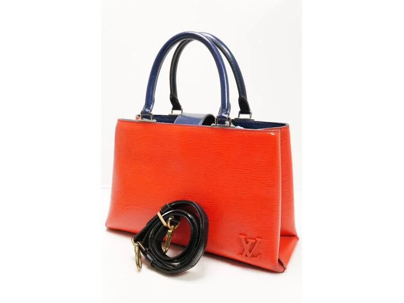 Louis Vuitton bags with a chain - link trim and a leather body for a modern edgeAuthentic Pre-owned Louis Vuitton Epi Red Blue Kleber PM Hand Tote Bag 2Way w/Strap M51333 211061