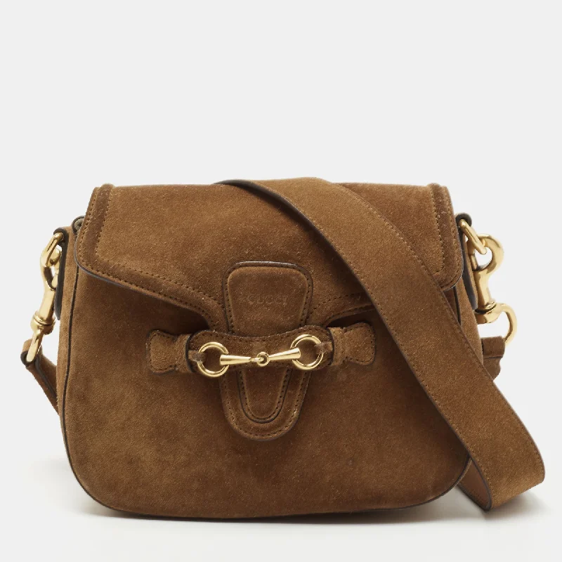 Ladies Gucci shoulder bags with a tassel decorationGucci Brown Suede Horsebit Shoulder Bag