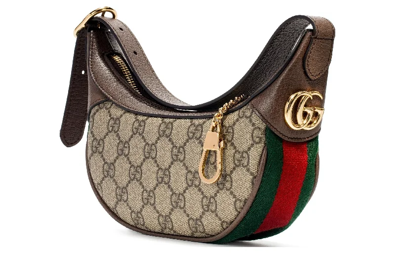 Women Gucci crossbody bags with a keychain holder(WMNS) GUCCI Ophidia Retro Logo Stripe Webbing Canvas Armpit Ebony / Brown Shoulder Bag 658551-96IWG-8745