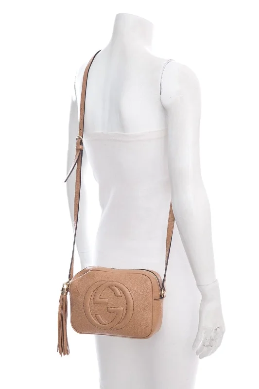 Women Gucci bags with a front - flap pocket for quick - access itemsGucci Beige Soho Disco Handbag