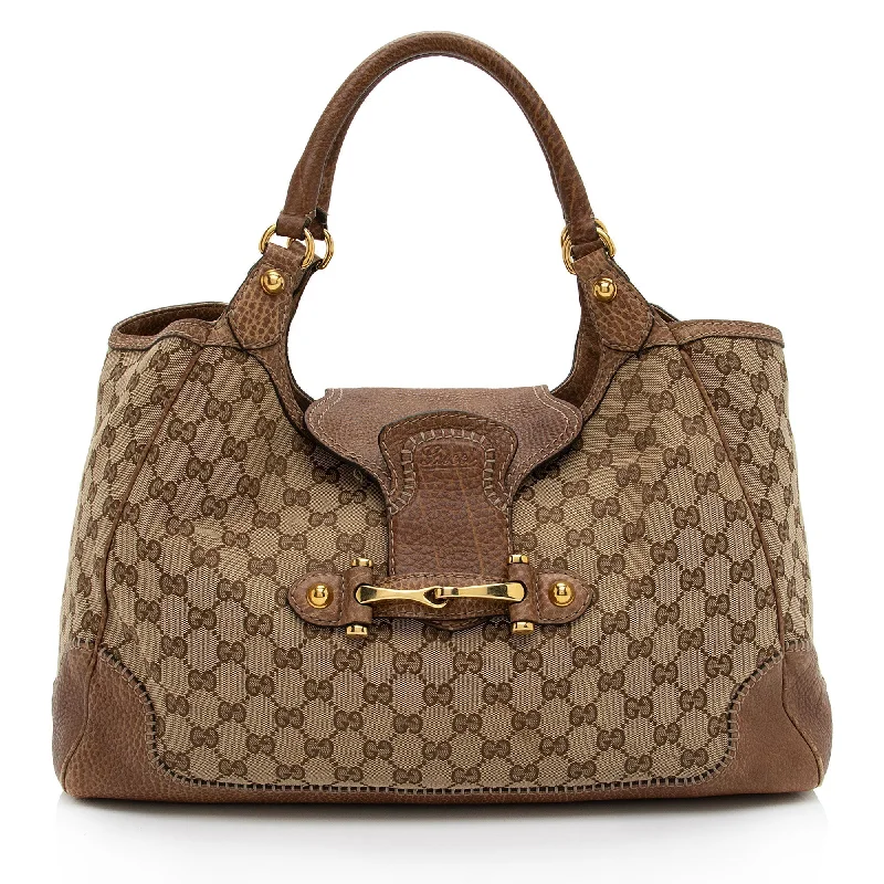 Gucci handbags for women with a beaded trimGucci GG Canvas New Pelham Large Tote (SHF-SSf5gP)