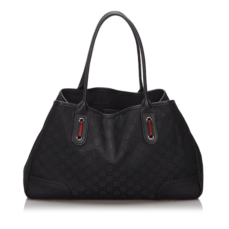 Gucci handbags for women with a metal - framed claspGucci Black Canvas Fabric GG Princy Tote Bag Italy