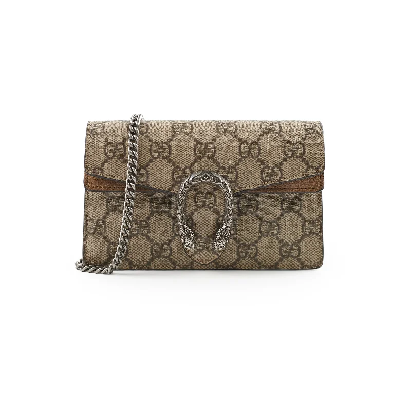 Ladies Gucci shoulder bags with a wide - width strapGucci Supermini Dionysus Supreme GG Bag Beige