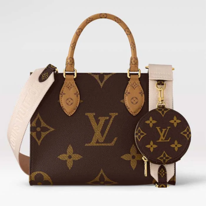 Louis Vuitton crossbody bags with a keychain holder for practicalityLouis Vuitton LV Women Onthego PM Tote Monogram Reverse Coated Canvas