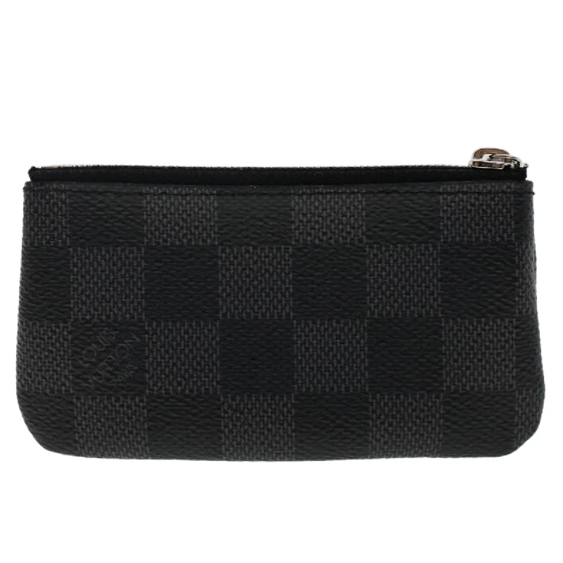 Louis Vuitton handbags with a back - zip pocket for storing valuablesLOUIS VUITTON Damier Graphite Pochette Cles Coin Purse N60155 LV  48781