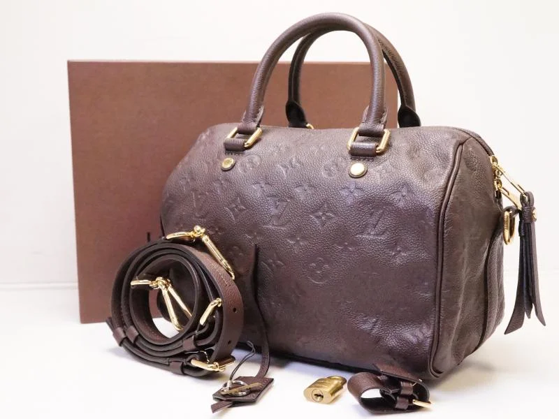 Louis Vuitton Twist bags with a contrast - colored interior for visual interestAuthentic Pre-owned Louis Vuitton Monogram Empreinte Brown Speedy 25 Bandouliere 2-way M40761 210554