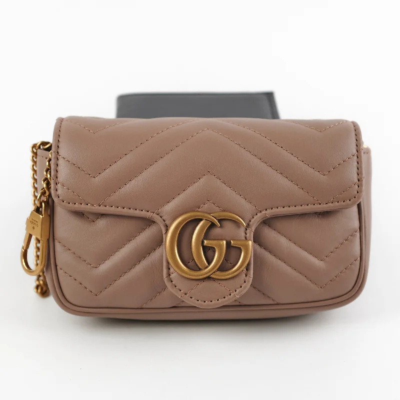 Women Gucci bags with a detachable mirror insideGucci Super Marmont Pink Crossbody Bag