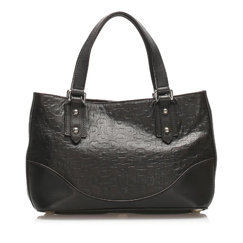 Women Gucci bags with a chain - link trim and a leather bodyGucci Horsebit Leather Tote Bag (SHG-10911)