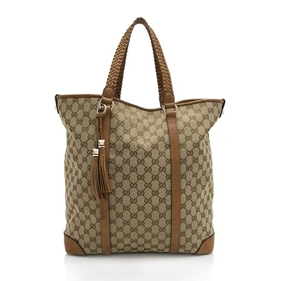 Women Gucci Sylvie bags featuring the signature web stripeGucci GG Canvas Marrakech Tote