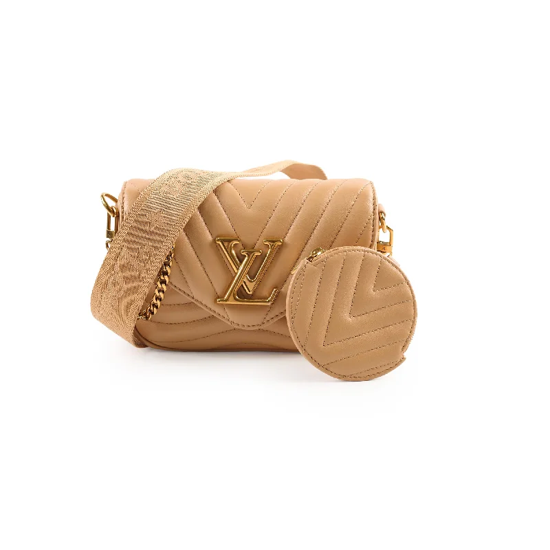 Louis Vuitton Petite Malle bags with a hard - shell structure for uniquenessLouis Vuitton New Wave Multi Pochette Dark Beige