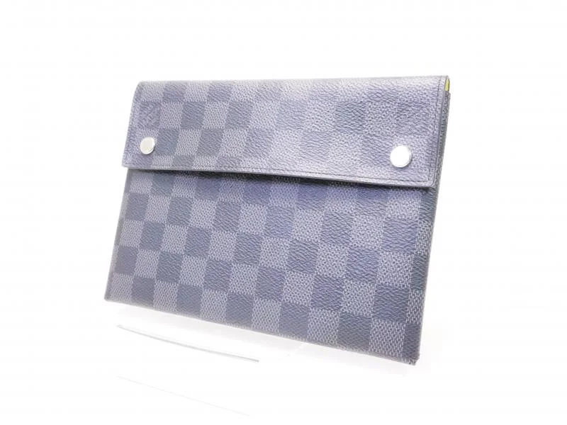 Ladies Louis Vuitton shoulder bags with a single - handle silhouetteAuthentic Pre-owned Louis Vuitton Damier Graphite Alpha Triple Pouch(Medium) Bag Purse N60255 211038