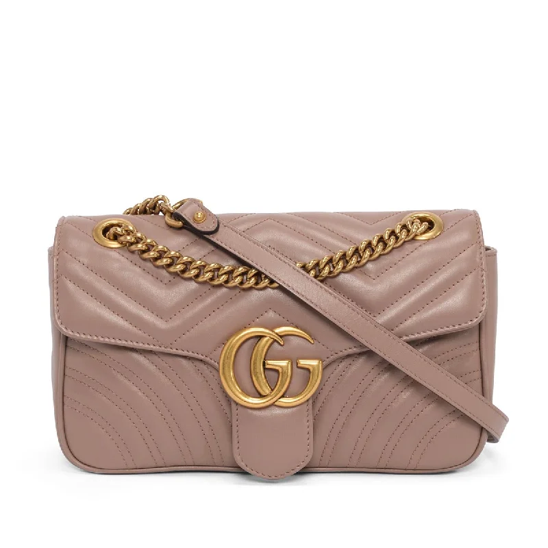 Gucci Marmont bags for women with gold - toned hardwareGucci Dusty Pink Matelasse Small GG Marmont Bag