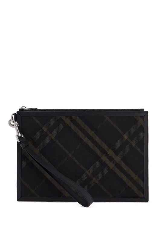 Limited Edition Burberry Bags for CollectorsMen's Ered\n\ncheckered Coated Canvas Pouch Bag in Black | 8098461