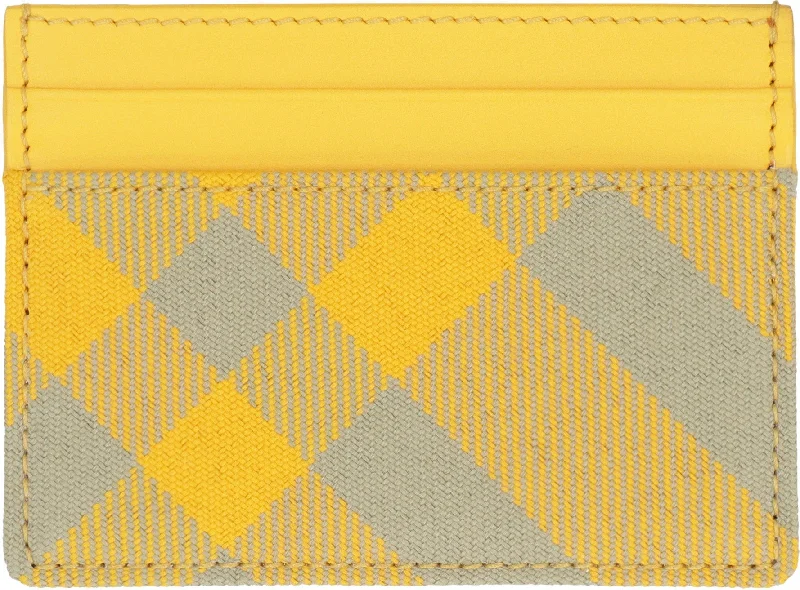 Limited Edition Burberry Bags for CollectorsMen's Leather And Checked Fabric Card Holder in Yellow | 8079466153980 Color B7363