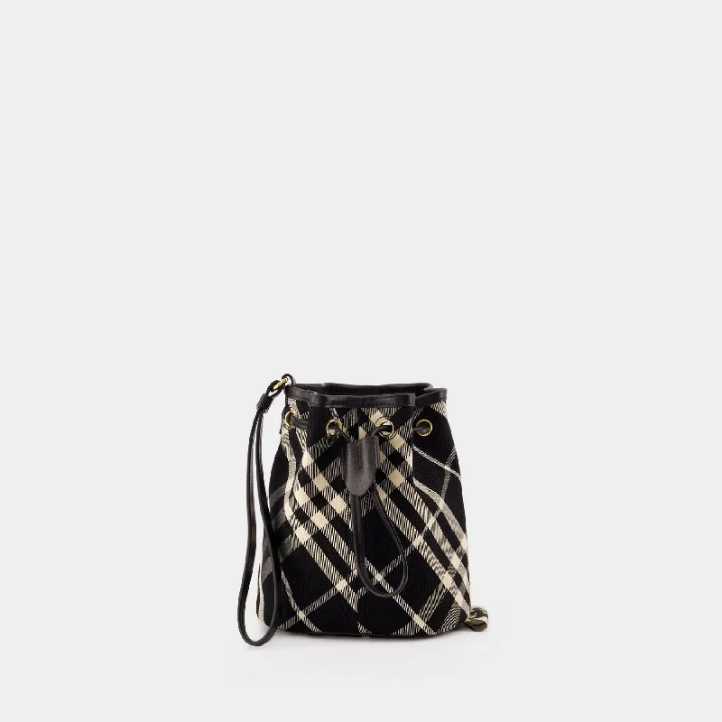 Travel - Approved Burberry Carry - on BagsDrawstring Pouch Bin Shoulder Bag - Burberry - Cotton - Black