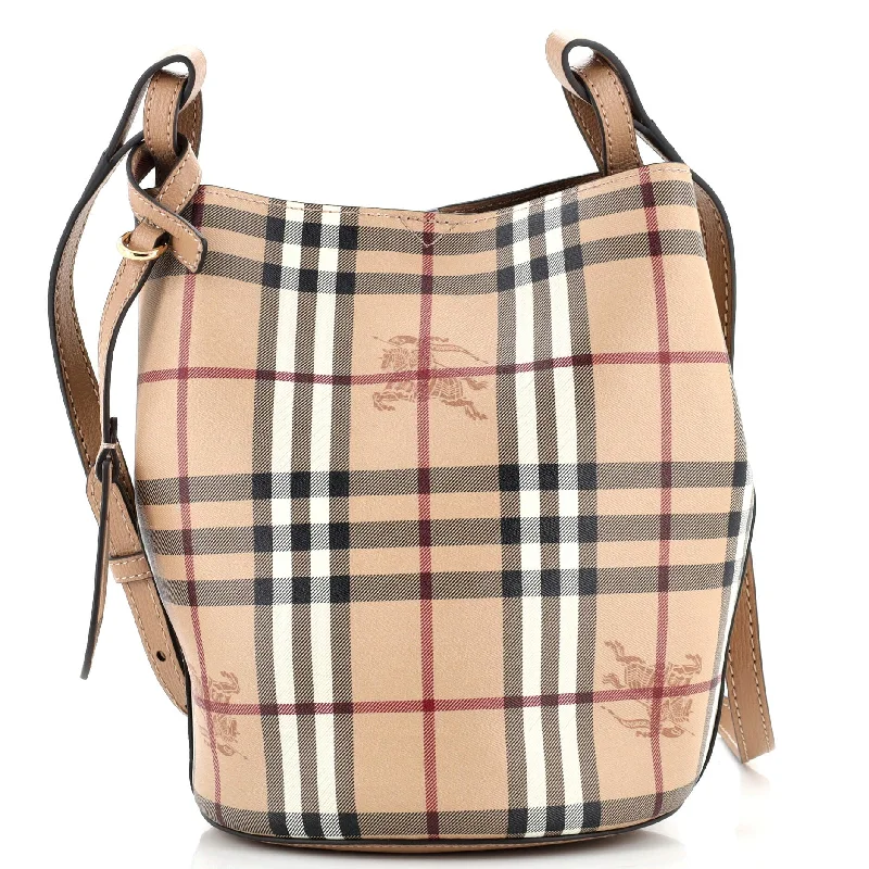 Pet - Friendly Burberry Pet Carrier BagsLorne Bucket Bag Haymarket Coated Canvas Small