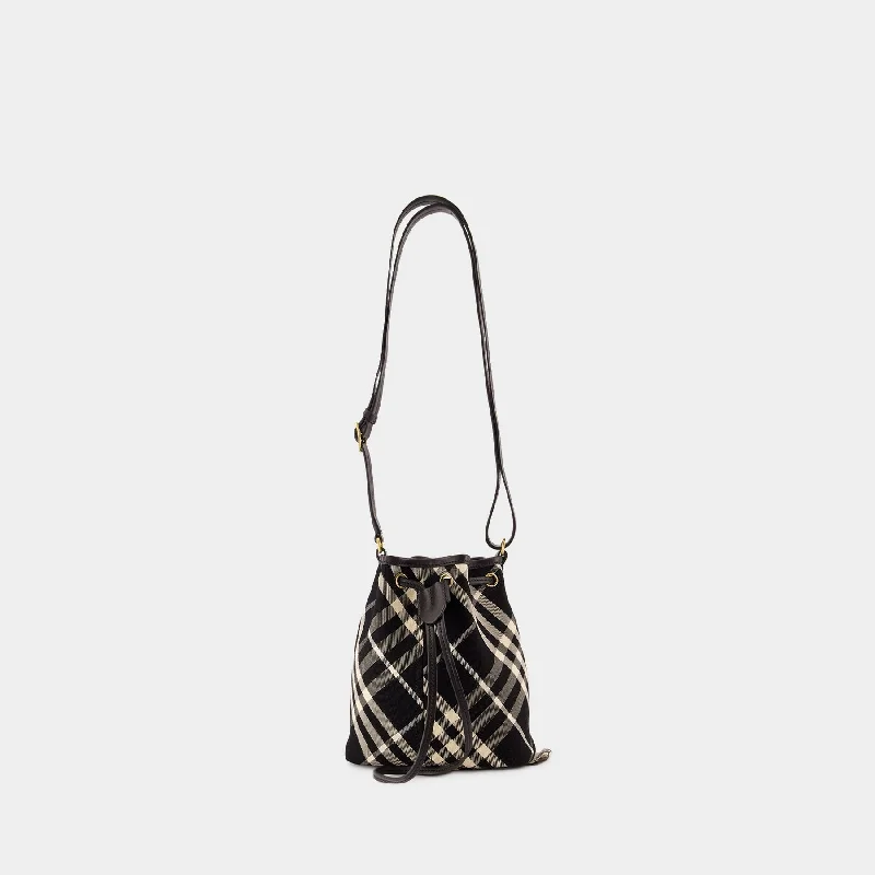 Burberry Bags with Interior Organizers for Easy SortingDrawstring Bucket Bag - Burberry - Cotton - Black