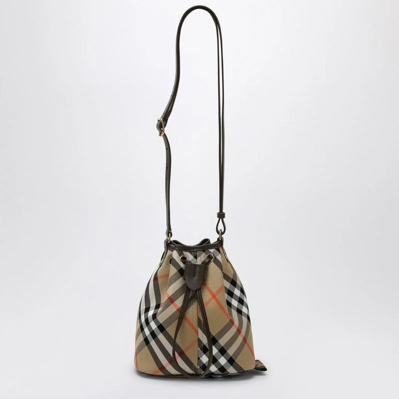 Trendy Burberry Hobo Bags for Casual WearWomen's Check Mini Bucket Bag in Beige | 8093804159199 Color B9368