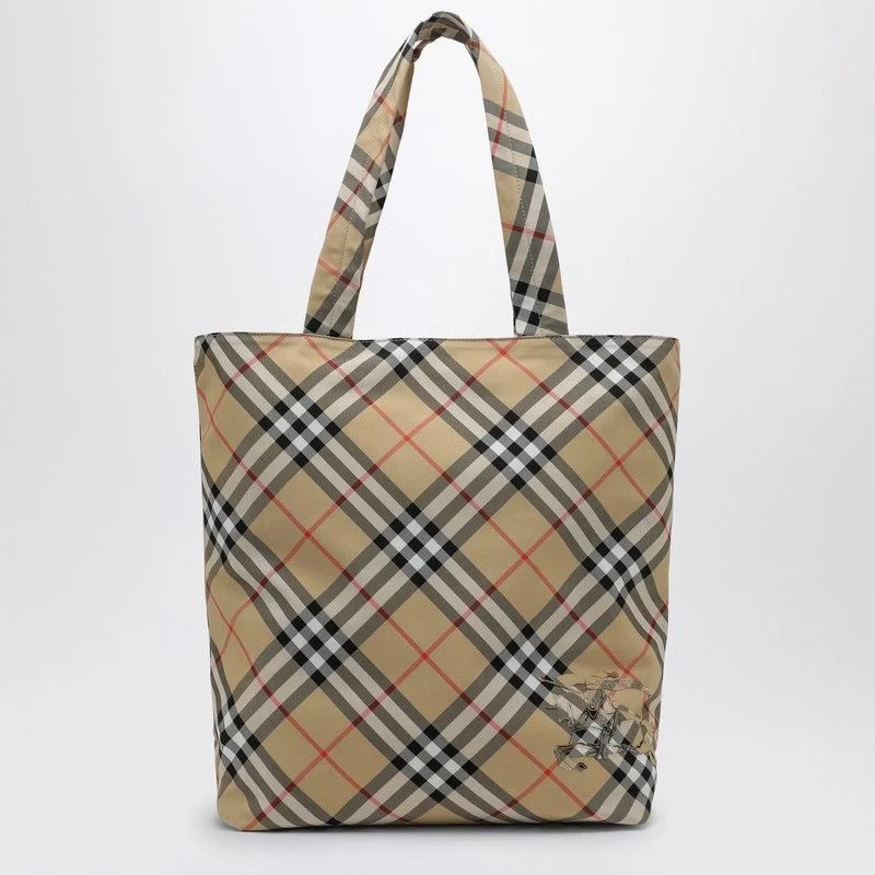 Pattern - Mixing Burberry Bags for a Fashion - Forward LookMen's Check Sand Small Tote Bag in Beige | 8097716158564