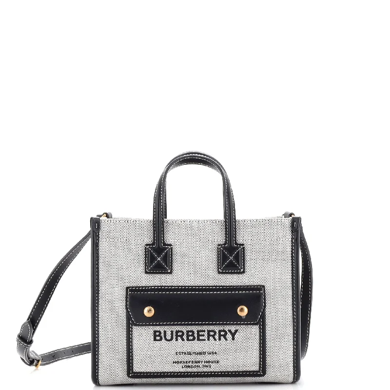 High - Quality Burberry Leather Shoulder BagsFreya Shopping Tote Canvas with Leather Mini