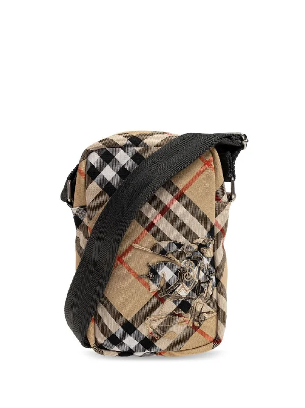 Sustainable Burberry Bags Made from Recycled MaterialsMen's Check Fabric Smartphone Case/shoulder Bad in Beige | 8097637158564 Color A2021