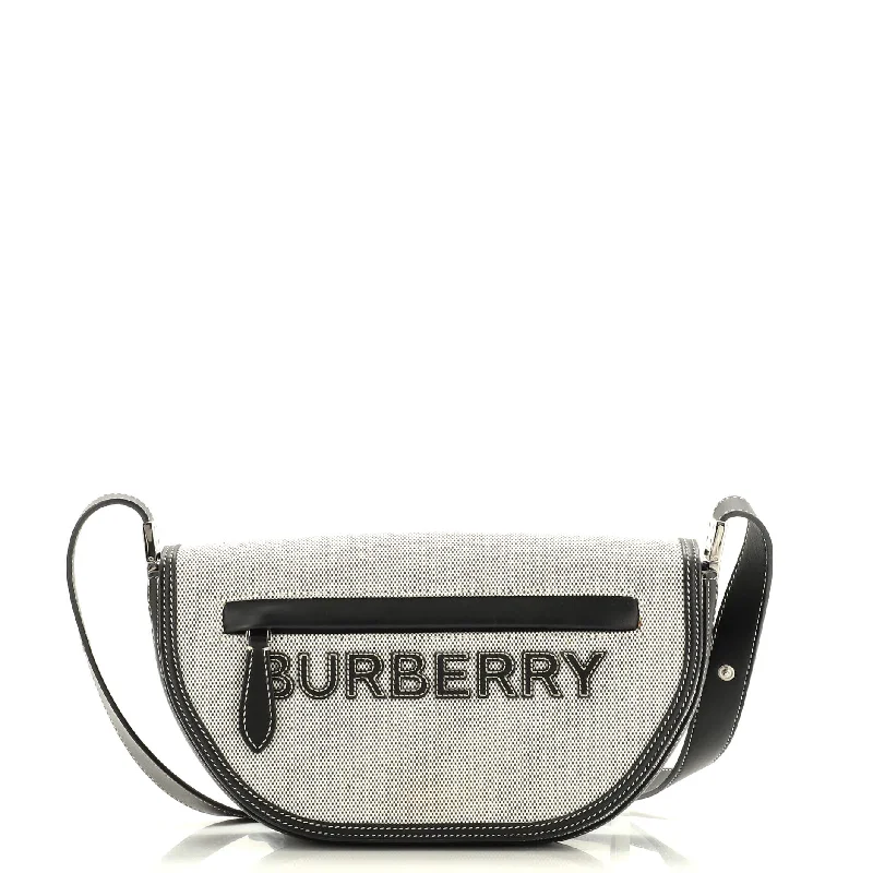 Metallic Finish Burberry Bags for a Glam LookOlympia Flap Bag Canvas with Leather Small