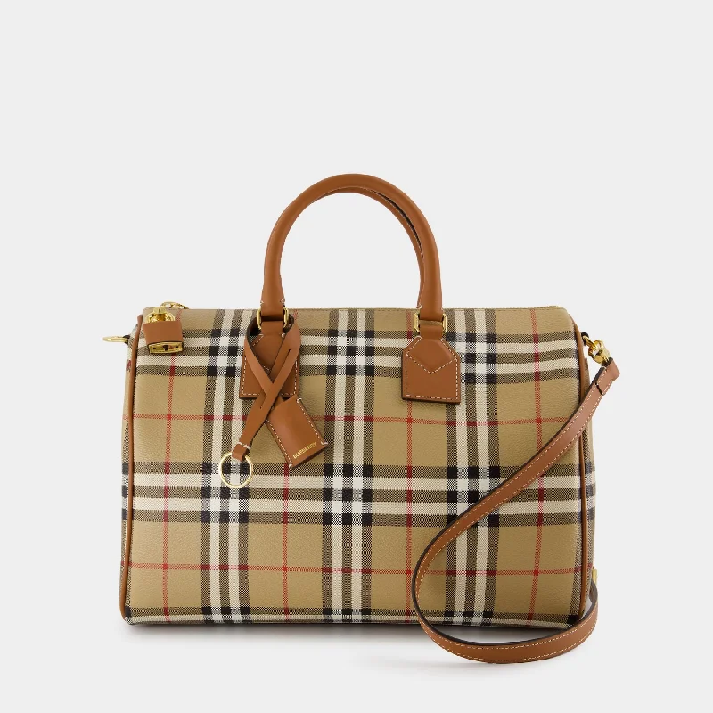 Foldable Burberry Shopping Bags for ConvenienceMedium Bowling Purse - Burberry - Synthetic Leather - Brown