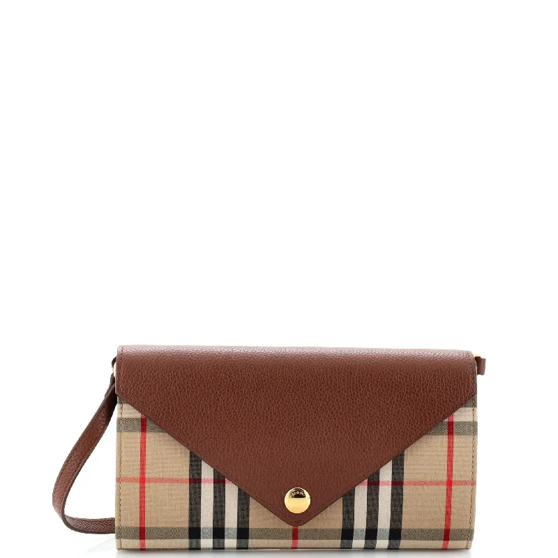 Travel - Approved Burberry Carry - on BagsHannah Envelope Wallet on Strap Leather and Vintage Check Canvas