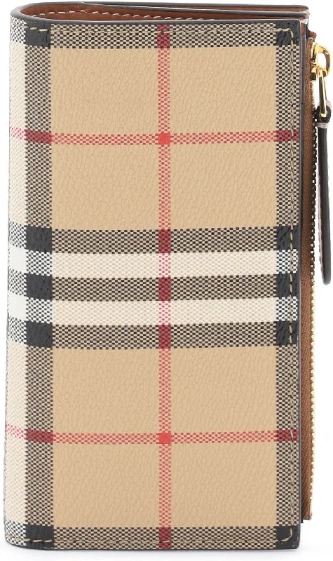 Water - Resistant Burberry Beach BagsWomen's Check Medium Bi-Fold Wallet in Beige | 8079203