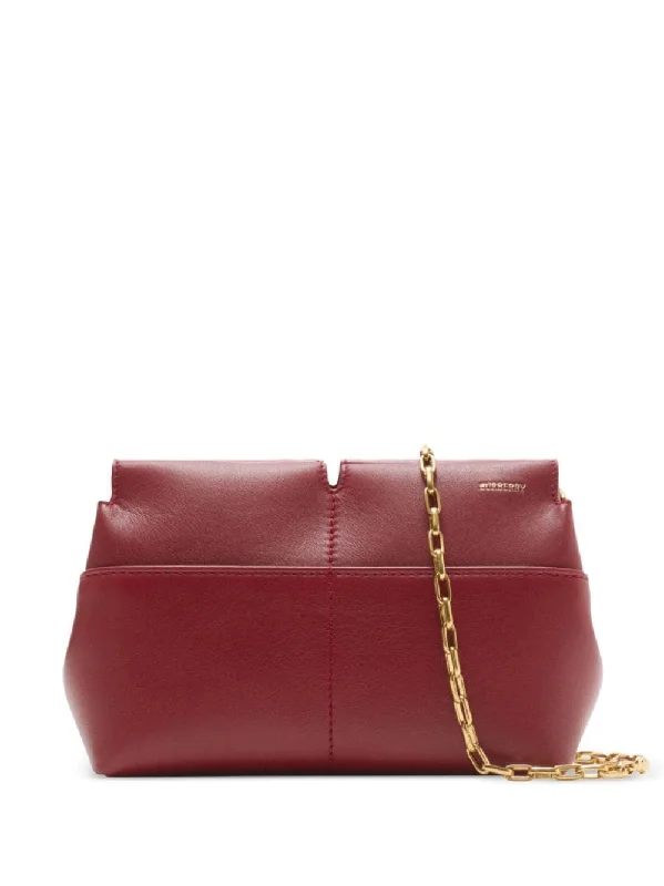 Soft Leather Burberry Duffel Bags for Weekend TripsWomen's Snip Clutch Chain Bag in Ruby | 8095363159923