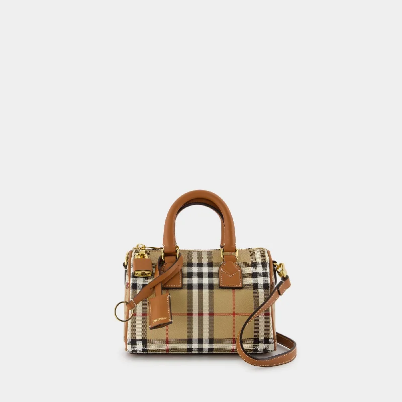 Color - Blocked Burberry Bags for a Bold StatementMini Bowling Purse - Burberry - Synthetic Leather - Brown