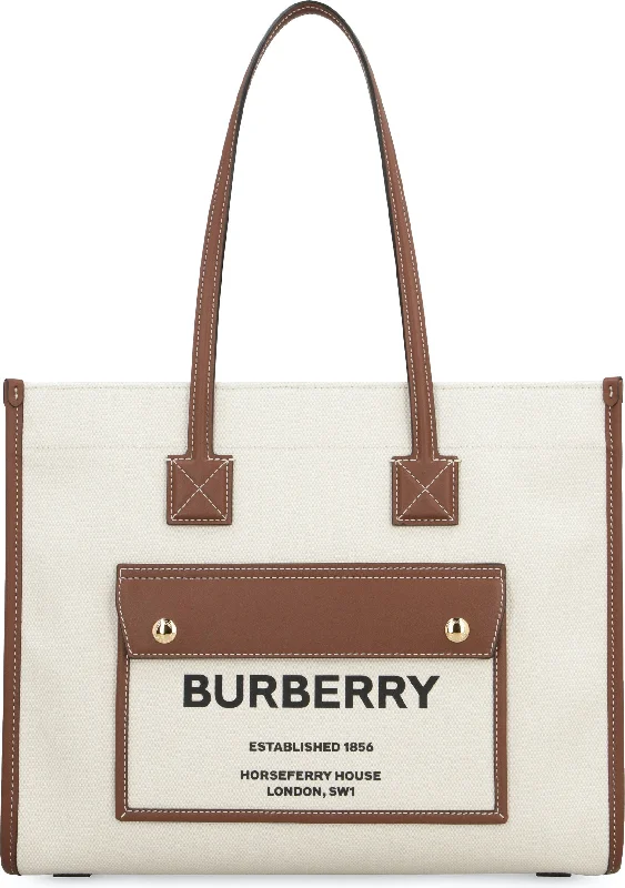 Ergonomic Burberry Laptop Bags for ComfortWomen's Freya Canvas Tote Bag in Panna | 8044138112818 Color A1395