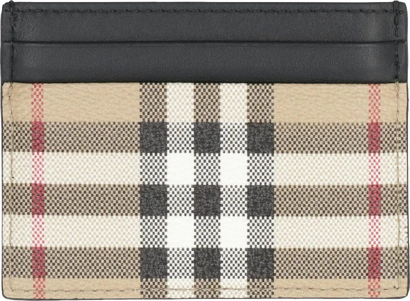 Customizable Burberry Bags with Personalized CharmsMen's Leather And Checked Fabric Card Holder in Beige | 8069822143231 Color A7026