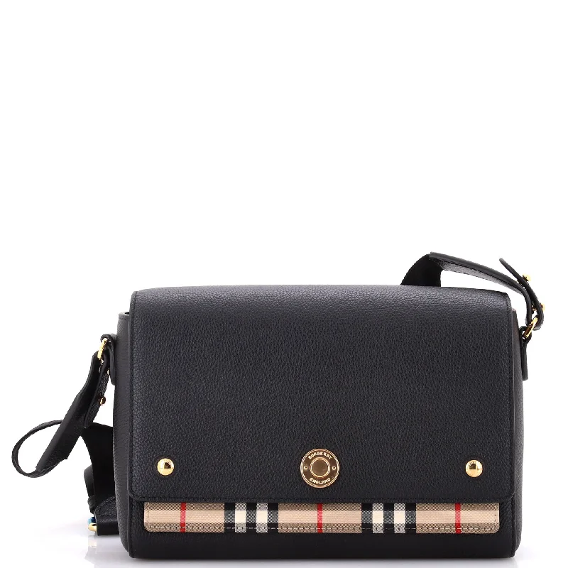 Minimalist Burberry Bags for a Sleek LookNote Crossbody Bag Leather with Vintage Check Canvas Medium