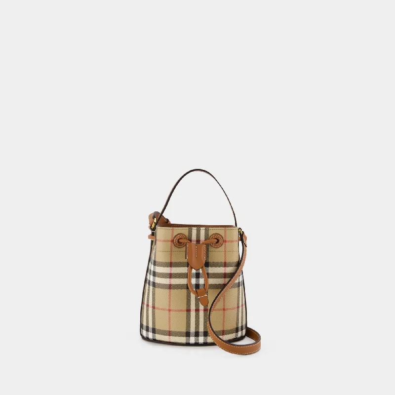 Embroidered Burberry Bags with Floral PatternsMini Drawstring Purse - Burberry - Synthetic Leather - Brown