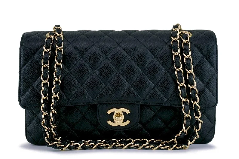 Chanel Classic Flap Bag for Evening PartyChanel Black Caviar Medium Classic Double Flap Bag 24k GHW