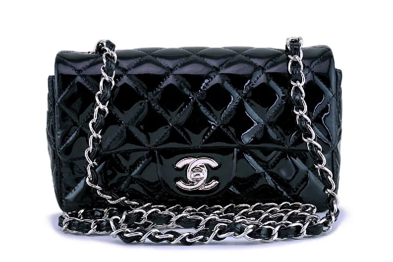 Chanel All - Match Handbag for Versatile StylingChanel Black Patent Classic Quilted Rectangular Mini 2.55 Flap Bag