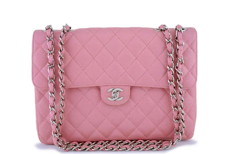 Chanel Chain Strap Handbag for Everyday UseChanel Pink Caviar Jumbo Quilted Classic 2.55 Flap Bag SHW