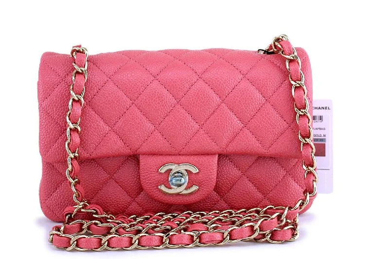 Chanel Vintage Inspired Handbag for Retro LoversNWT 18S Chanel Pearly Pink  Caviar Classic Quilted Rectangular Mini Flap Bag