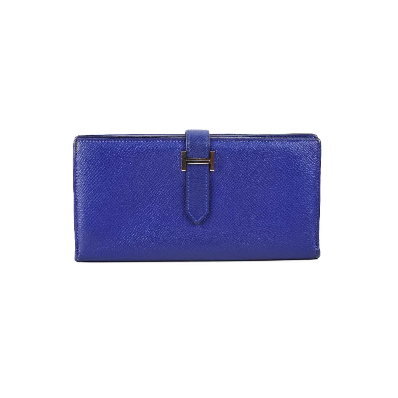 High - Capacity Hermes Duffle - Style Bags for Extended TripsHermes Blue Bearn Long Wallet