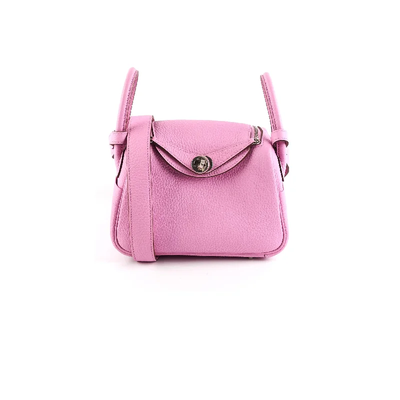 Dark - Hued Hermes Bags for a Sophisticated and Timeless PresenceHermes Mini Lindy Clemece Mauve Sylvestre Stamp U (2022)