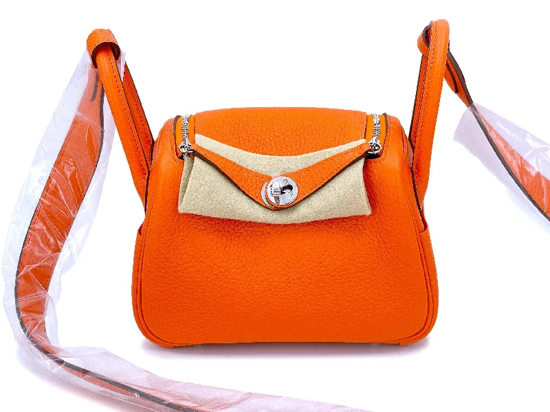 High - End Hermes Jypsiere Bags for the Fashion - ForwardNIB Hermès Feu Orange Clemence Mini Lindy Shoulder Bag PHW