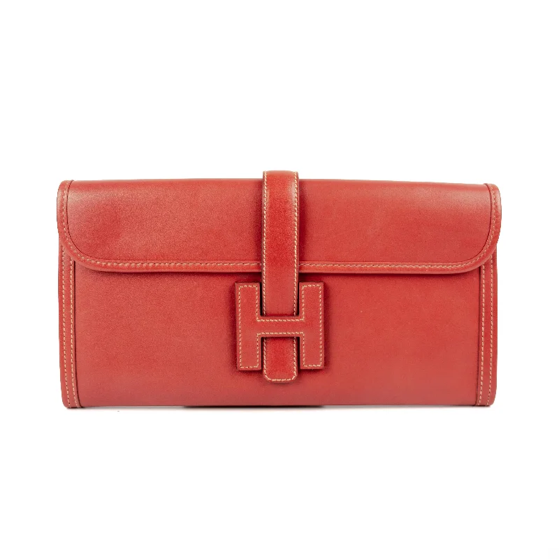 Soft - Handled Hermes So Kelly Bags for a Feminine TouchHermes Jige Clutch 29 Red/Orange - M Stamp