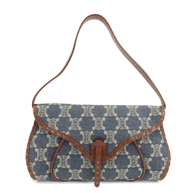 Soft - Touch Celine Duffel Bags for Weekend GetawaysCELINE Macadam Denim Leather Shoulder Bag Blue Brown