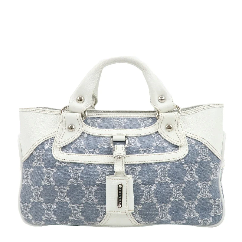 Dark - Hued Celine Bags for a Sophisticated and Timeless LookCELINE Macadam Canvas Leather Boogie Bag Hand Bag Blue White