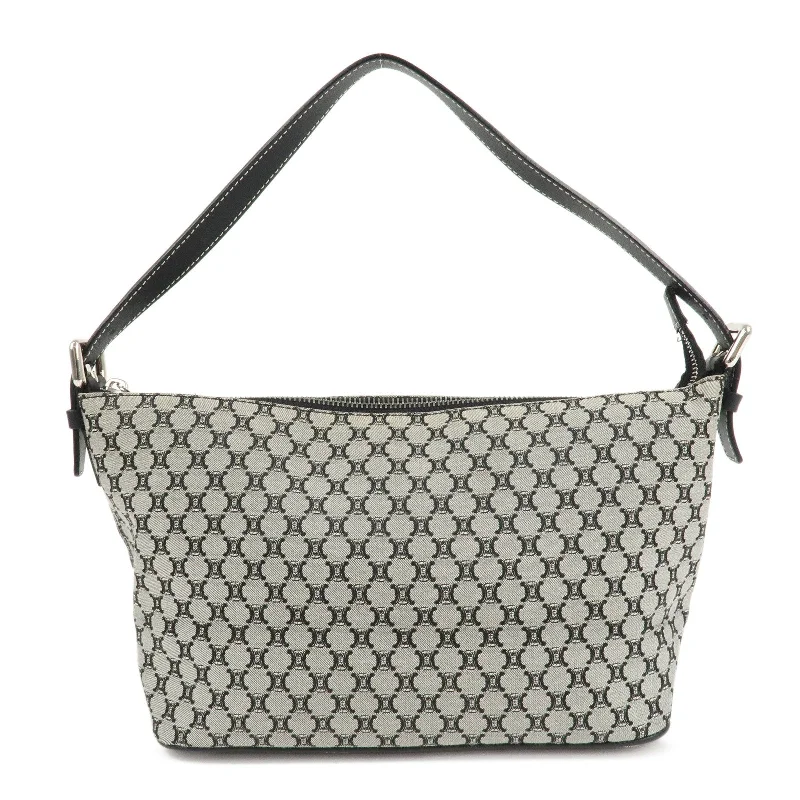 Vintage - Inspired Celine Bags for Retro AficionadosCELINE Macadam Canvas Leather Shoulder Bag Gray Black