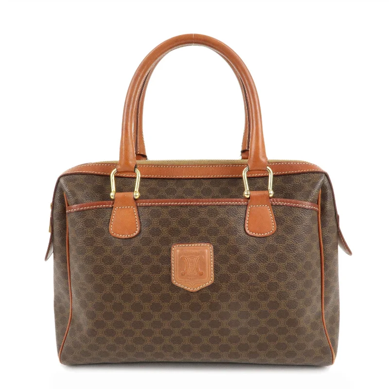 Easy - to - Clean Celine Bags for Busy LifestylesCELINE Macadam PVC Leather Boston Bag Hand Bag Brown