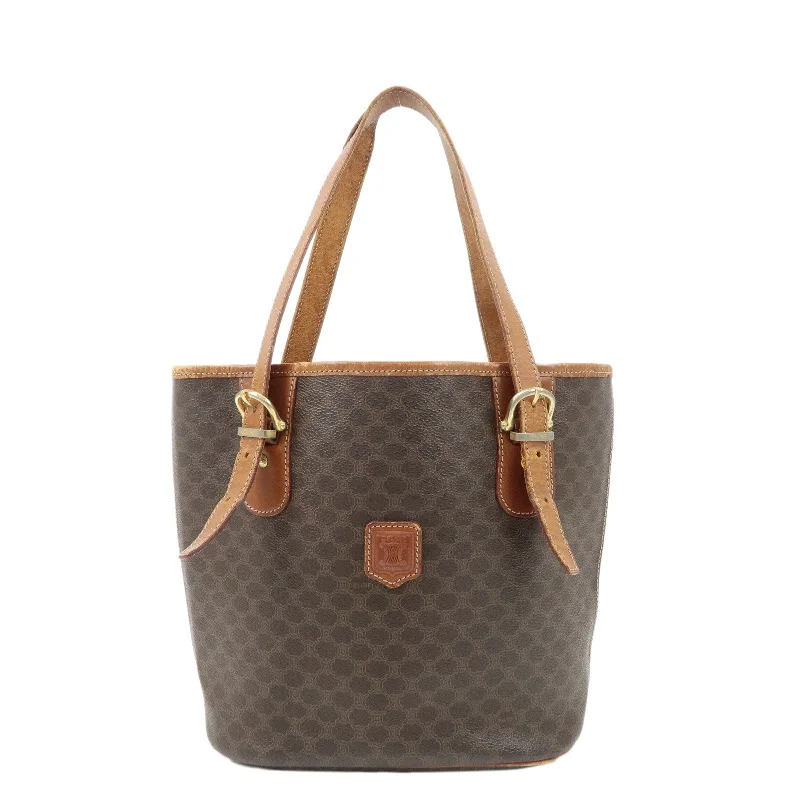 Airport - Friendly Celine Carry - on BagsCELINE Macadam PVC Leather Tote Bag Hand Bag Brown