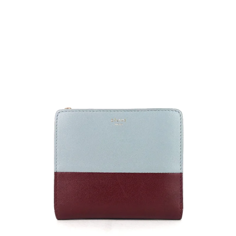 Celine Bags with RFID - Protected PocketsCompact Zip Two-Tone Square Lambskin Wallet