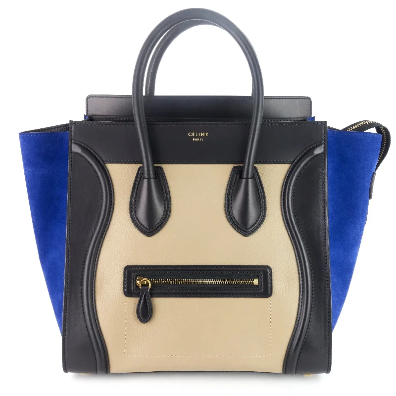 Ergonomic Celine Laptop Bags for Digital NomadsLuggage Mini Tricolour Leather and Suede Bag